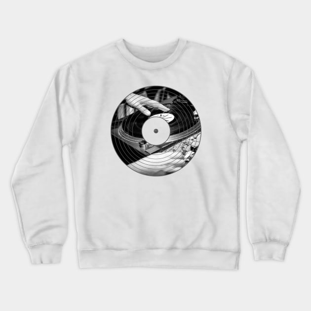 Scratch DJ Vinyl Record Crewneck Sweatshirt by analogdreamz